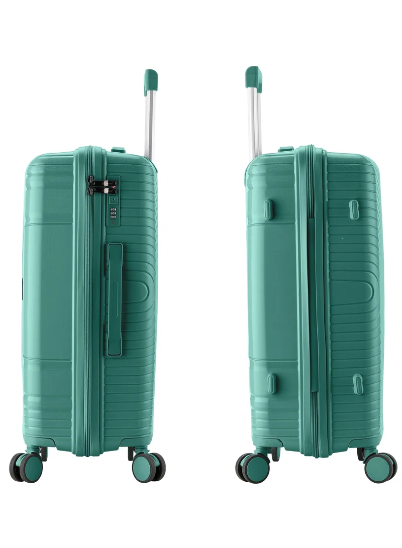 Senator  unisex hard case medium checked luggage lightweight pp fashion trolley luggage with 360° degree 4 twin wheel and safe zippers kh1010 green  | Best Price UAE